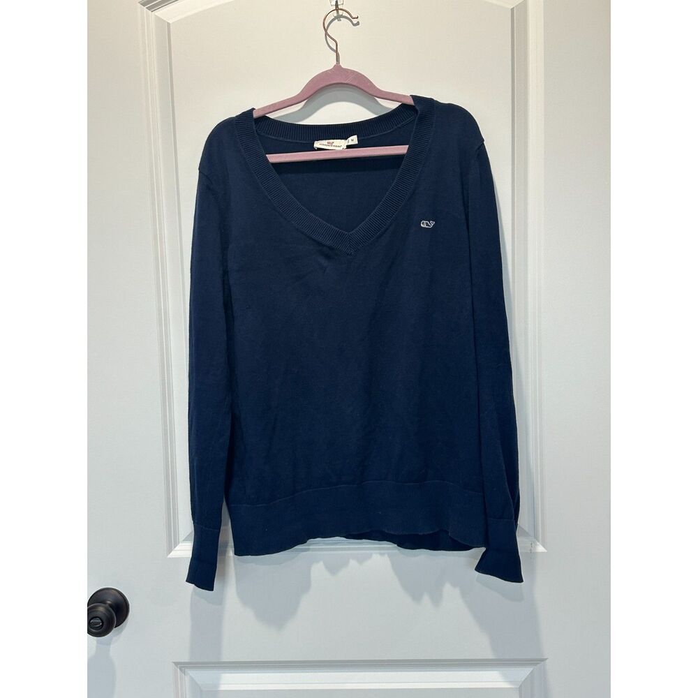 Vineyard Vines Classic V-Neck Navy Blue Sweater Size Medium